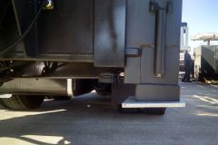 Stabilizer foot pads are angled slightly down toward the middle of the truck. During the winter, when you park the truck in your station, snow, ice and slush will melt and drain off the foot pad instead of melting there and causing the pad to rust.