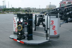 Bi-fold gates provide 23.5” opening on the mid-mount and 24” on the rear mount; wide enough to fit a patient in a stair chair. Bi-fold gates provide 23.5” opening on the mid-mount and 24” on the rear mount; wide enough to fit a patient in a stair chair.