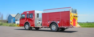 KME K-180 Side Mount Pumper Rear Driver Side View