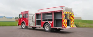 KME Top Mount Pumper with Compartments Open